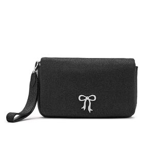 Victoria’s Secret Black Sparkle Bow Phone Wristlet Clutch Wallet Y2K NWT